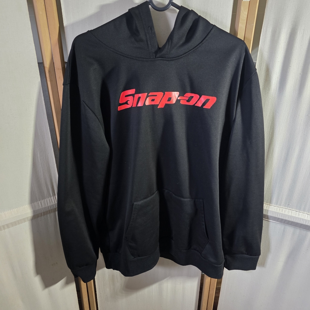 Snap Black Hoodie with Red Logo